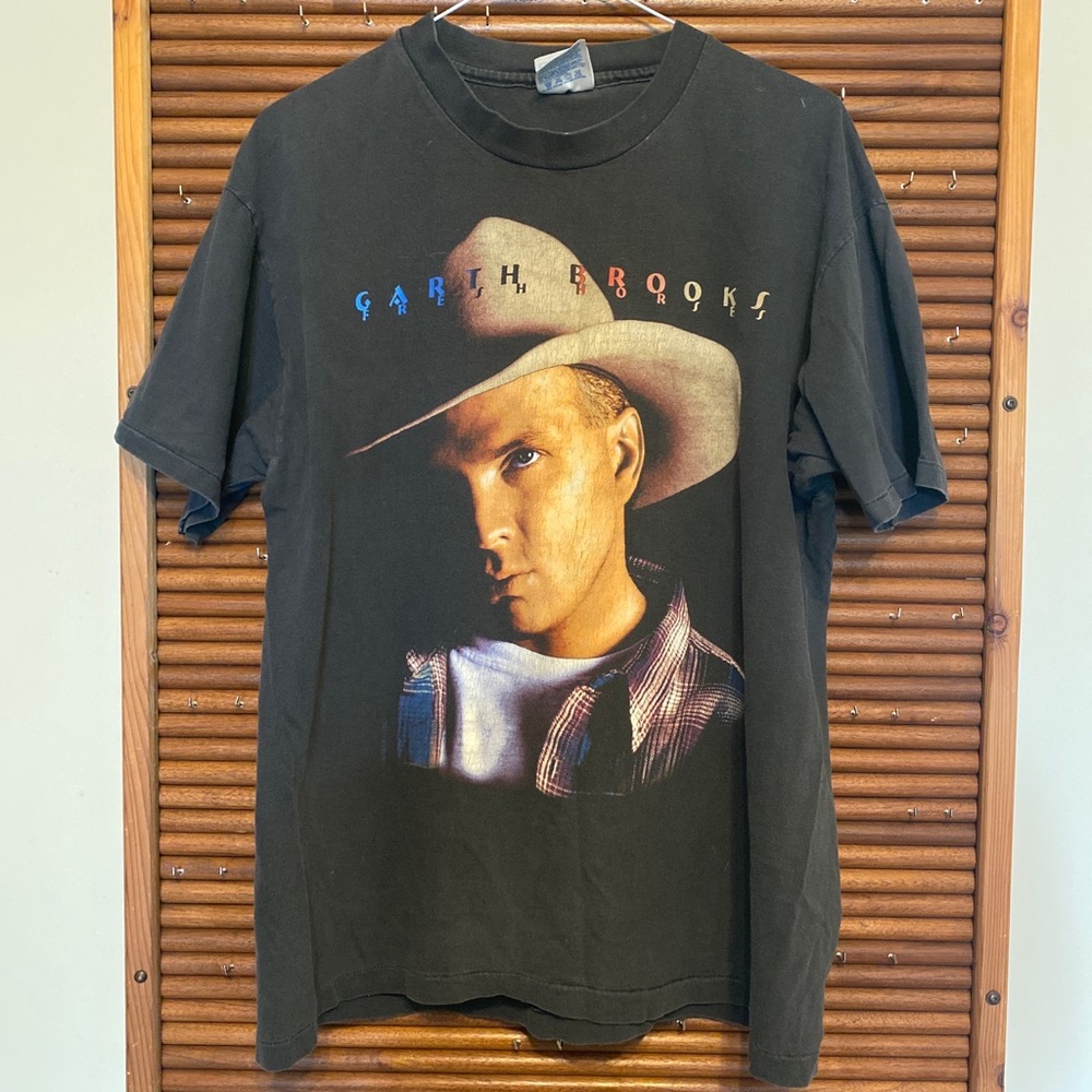 Vintage 1996 Garth Brooks FRESH HORSES Tour T shirt L country cowboy rodeo